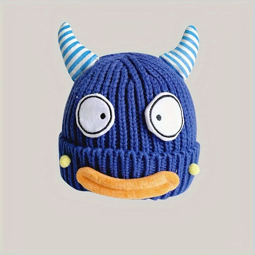 微信图片_20260104011947_1540_59 Horn Knit Beanie, Unisex Polyester Prank Hat - Image 1
