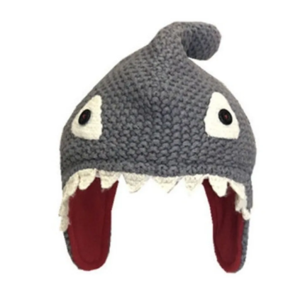 Shark Head Knit Hat with Scarf Set, Plush Starry Sky Series for Teens and Adults